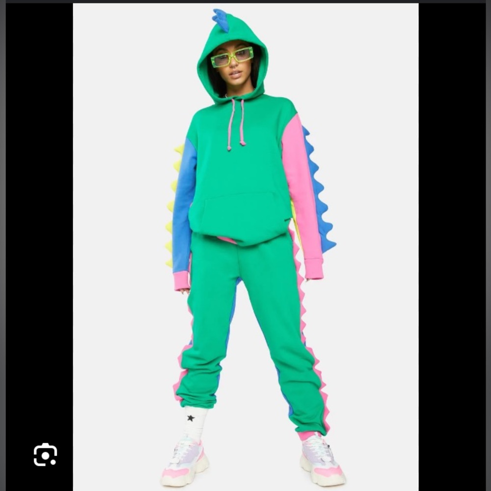 ISO Dino Mighty Colorblock Hoodie and Sweatpants by Dolls Kill / Current Mood